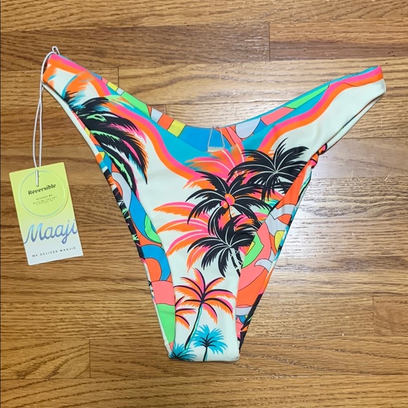 Maaji swimsuit - new Splendour bikini bottom palm print cheeky cut bathing suit - Picture 1 of 12
